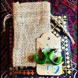 SOLD Jade green thick hoops (resin)